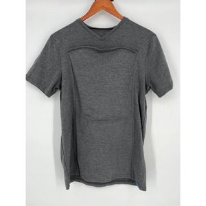 Lalabu Dad Shirt Sz M Gray Short Sleeve Baby Wearing V-Neck